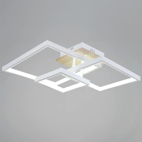 Потолочная люстра светодиодная на штанге с пультом с регулировкой цветовой температуры, яркости и ночным режимом Reluce 98560-0.3-03 WH+WOOD