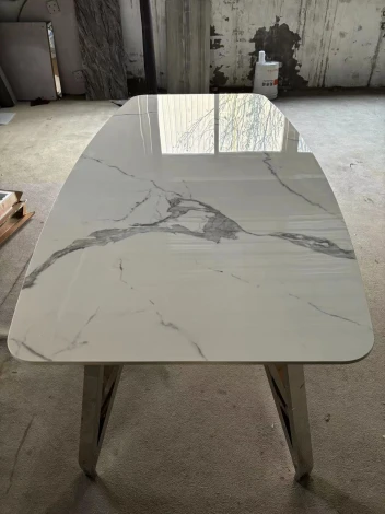 Стол обеденный Соар-2 F-1690,180х90х76 см, бело-серая керамика/хром серебро IST-CASA