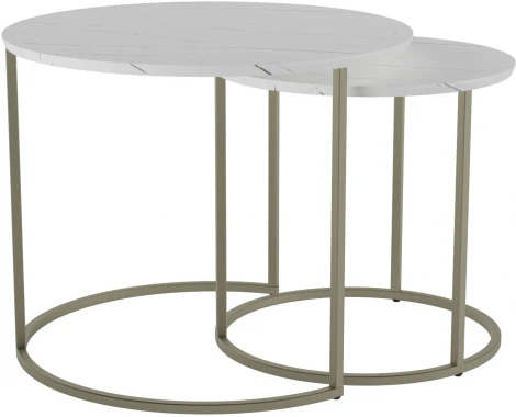 Комплект журнальных столов Калифорния Лесли белый мрамор/титан от фабрики Калифорния