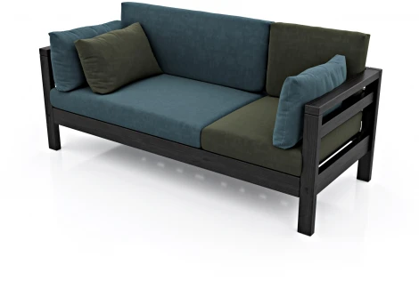 Диван Arsko прямой Домино Б венге велюр голубой/зеленый