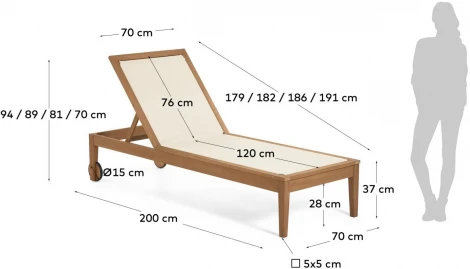 Шезлонг La Forma (ex Julia Grup) Caterin (Белый,Бежевый/ Эвкалипт,Дерево)