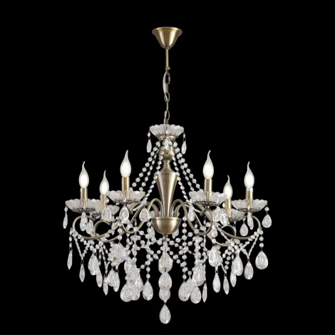 Подвесная люстра с хрустальными подвесками в форме подсвечника Lumion Luina 8346/7 бронза/прозрачный, металл/хрусталь E14 7*40W 220V