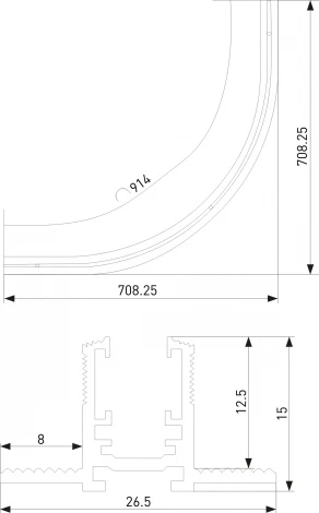 Шинопровод магнитный под ГКЛ 12,5мм Elektrostandard Mini Magnetic 85221/00 (черный) (24V)