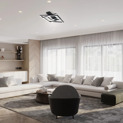 Потолочная люстра светодиодная с таймером Escada Enke 10267/3LED 80Вт, с ПДУ, металл/акрил, черный (220V)