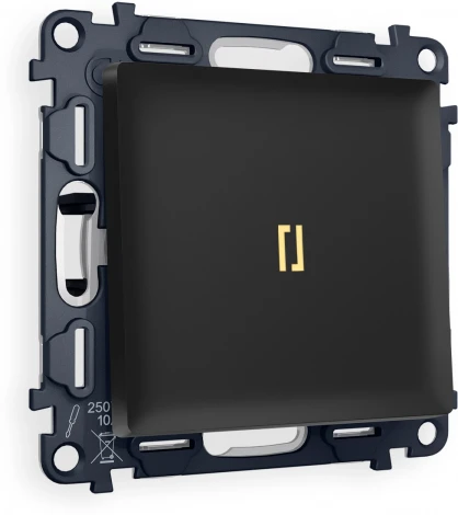 Комплект механизма Ambrella Volt 1-клавишного проходного выключателя с подсветкой 3200K ALFA MA802030 Черный матовый QUANT