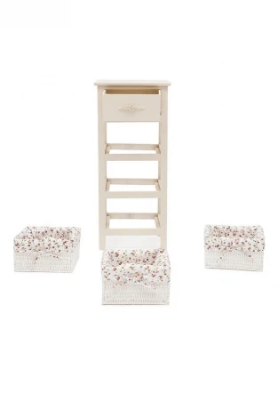 Тумба с 3-я корзинами и ящиком Secret De Maison FANTASIE 4 ( mod. 4327 ) butter white (слоновая кость) (дерево павловния, мдф)