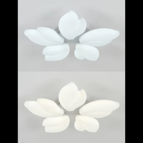 Потолочная люстра светодиодная Natali Kovaltseva Effect LED LAMPS 81116 с пультом ДУ, моб. приложением 100W, белый, LED (регулировка яркости, 220V, цветы, листья)