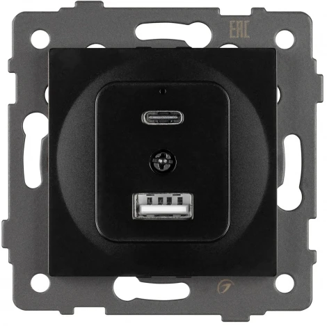 Механизм USB розетки SCT-MUAC-PL-BK-V (5V, 3A, QC4) (Arlight) 049838