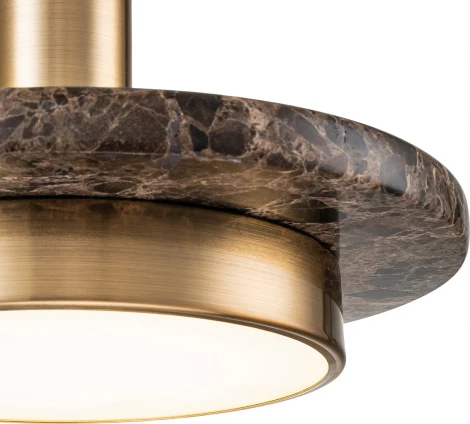 Подвесной светодиодный светильник Escada Torano 10260/1LED Brown marble 12Вт, 4000K, металл/акрил/мрамор, коричневый мрамор (220V, на проводе, круглые)