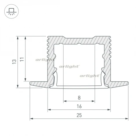 Профиль SL-SLIM-H13M-F25-2000 ANOD (Алюминий) 023719 Arlight SL-SLIM