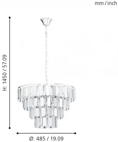 Подвесная люстра каскадная Eglo Erseka 99094 (220V, хрусталь, на цепи)