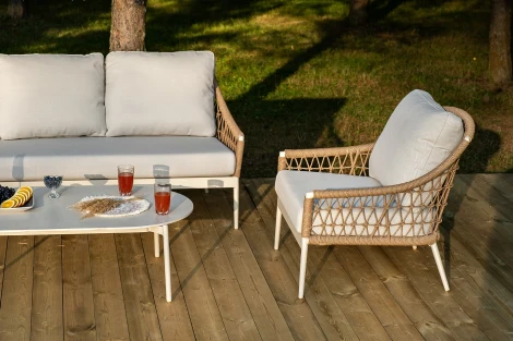 "Венеция" лаунж-зона из искусственного ротанга, цвет соломенный 4SIS арт.УТ-00007459