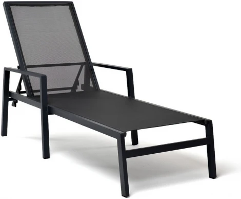 "Парма" шезлонг из алюминия темно-серый (RAL7024) муар, ткань текстилен серая 4SIS арт.УТ-00007159