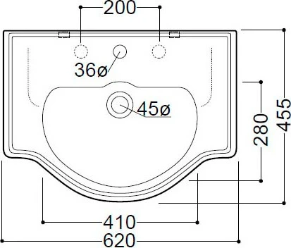 Раковина Kerasan Retro 103001D 62 см, встраиваемая, 3 отв.