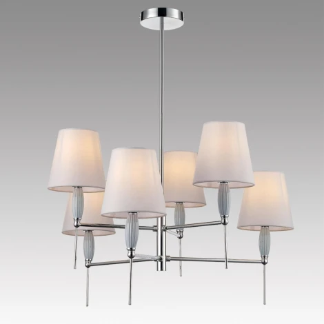 Потолочная люстра на штанге Lumion Karmen 8279/6 хром/серый, металл/керамика/текстиль Е14 6*40W 220V