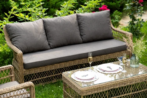 "Гранд Латте" лаунж-зона из искусственного ротанга, цвет соломенный 4SIS арт.УТ-00000564