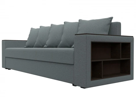 Диван прямой Дубай Лайт полки справа (ДСП,ЛДСП/Пластик/Рогожка/Серый) Лига Диванов 132282