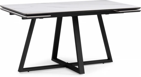 Керамический стол Notta Памелла 140(200)х80х75 белый мрамор snow white / черный арт.612193