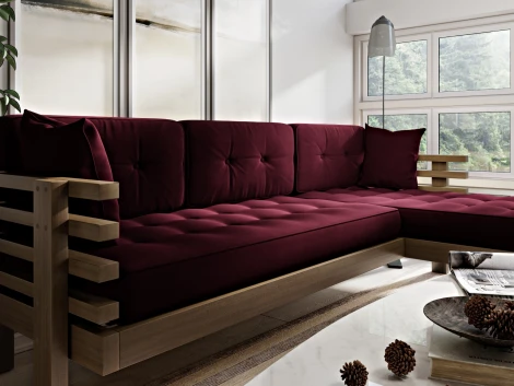 Диван Arsko Стоун Угловой орех вишневый велюр