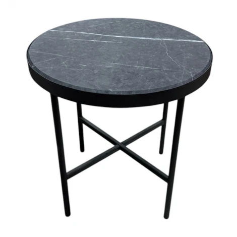 Стол журнальный МеталлАрт М011 МАЛЫЙ черный мрамор/черный Mebelik 009491