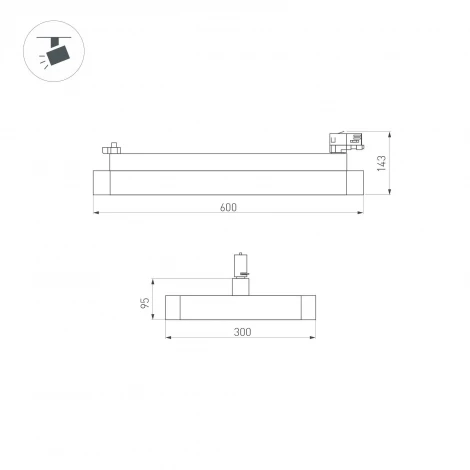 Трековый светильник светодиодный LGD-AFINA-4TR-S600x300-50W White6000 (BK, 110 deg, 230V) (Arlight, IP20 Металл, 5 лет) 035494