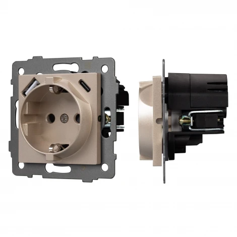 Механизм встраиваемый розетки с USB зарядкой SCT-MUAA-PL-GD-V (250V, 16A) Arlight 049821