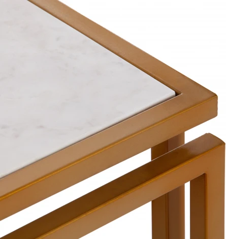 Столик кофейный Secret De Maison QUATTRO ( mod. 14153 ) Tetchair (Золотой,Белый мрамор).