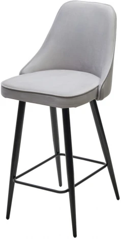 Полубарный стул M-City NEPAL-PB СВЕТЛО- СЕРЫЙ BM-4, велюр/ черный каркас (H=68cm)