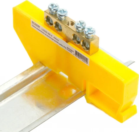 Шина заземления на изоляторе на DIN-рейку 4 вывода (желтый) Stekker 49544