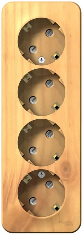 Розетка накладная четверная с заземлением и шторками (ясень) Systeme Electric Blanca BLNRA011415