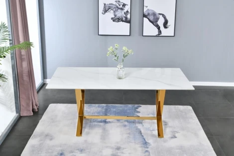 Стол обеденный IST-CASA Дориан DT-2853, 180х90х75 см, белый мрамор