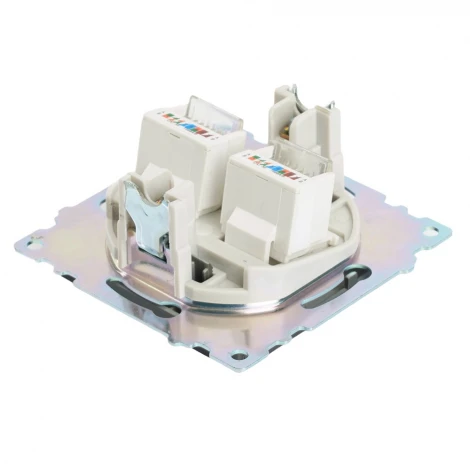 Розетка Ethernet RJ-45 двойная (графит) Stekker Катрин 50008