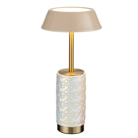 Настольная лампа беспроводная Odeon Light Lulu 5454/8TLA светлая бронза/бежевый/жемчужный/металл/керамика LED*8W 3000K