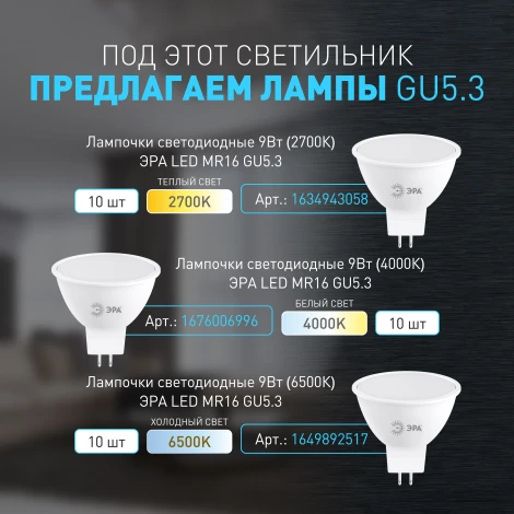 Точечный светильник встраиваемый ЭРА KL109 WH/SL KL109 WH/SL