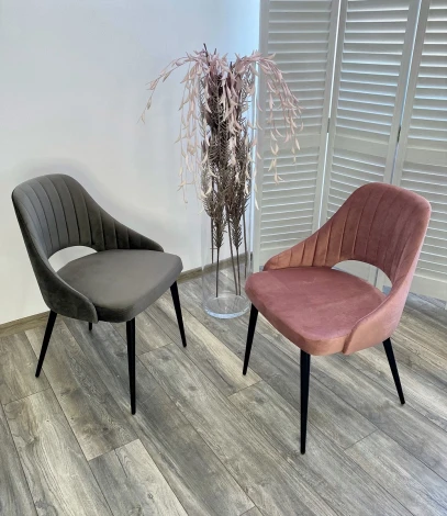 Обеденный стул M-City FANTINE-LS ГРАФИТ #14, велюр / черный каркас