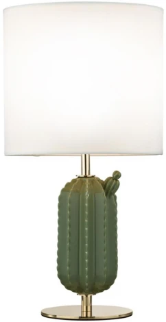 Настольная лампа Odeon Light Cactus 5425/1T золотой/зеленый/белый/металл/керамика/ткань E27 1*60W (220V, выключатель, круглые)