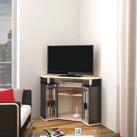 Тумба под телевизор ТЭКС угловая 044 (2у), венге/дуб молочный