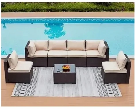 Комплект плетеной мебели YR822Br Brown-Beige (подушка бежевая) (Коричневый) Afina