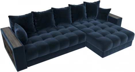 Диван угловой с декором и полкой Лига-050 НПБ Лига Диванов (Велюр) арт.128609