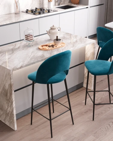 Стул барный Меган SN велюр пыльно-синий Stool Group УТ000042225