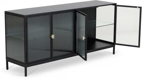 Сервант 4-х дверный The One ОГОГО (арт.774636), (ЛДСП,Металл,Стекло/Черный)