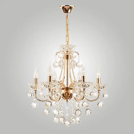 Подвесная люстра хрусталь Ariella 10044/6 золото/прозрачный хрусталь Strotskis