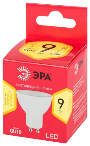 Лампочка светодиодная GU10 9W ЭРА LED MR16-9W-827-GU10 R