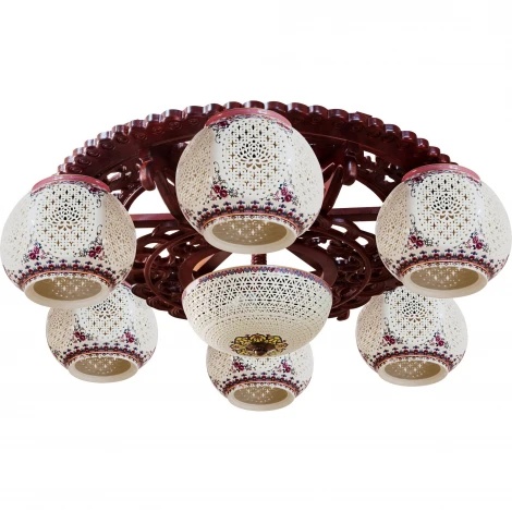 Потолочная люстра N-Light 6248 6248-6+3 красное дерево