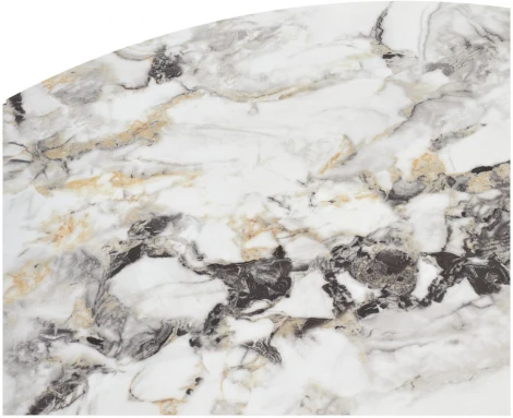 Стол КОЛИЗЕЙ D140 ARCTIC OCEAN, Белый мрамор, керамика / Черный каркас М-City