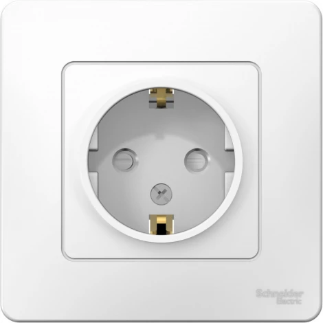Розетка встраиваемая с заземлением и шторками (белый) Systeme Electric Blanca BLNRS001111