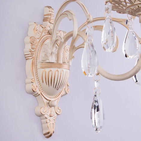 Бра Eurosvet 3637 3637/1 белый с золотом / прозрачный хрусталь (220V, хрусталь Strotskis, подвески)