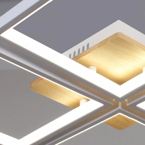 Потолочная люстра светодиодная на штанге с пультом с регулировкой цветовой температуры, яркости и ночным режимом Reluce 78560-0.3-04 WH+WOOD