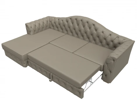 Диван угловой Артис левый угол (Брус,Рейка/Пластик/Экокожа/Бежевый) Лига Диванов 128029L