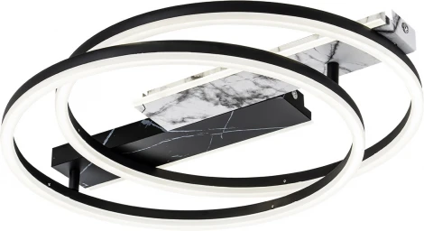 Потолочная люстра светодиодная 90Вт, с ПДУ, металл/акрил, черный/белый мрамор (регулировка яркости, 220V, круглые)